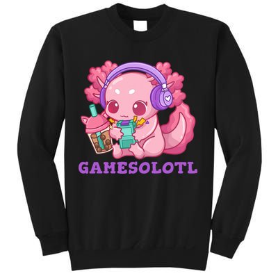 Axolotl Gaming Gamer Video Games Boba Tea Bubble Anime Sweatshirt
