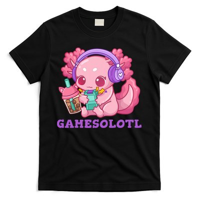 Axolotl Gaming Gamer Video Games Boba Tea Bubble Anime T-Shirt