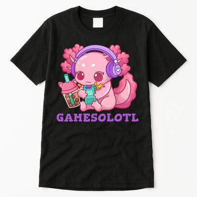 Axolotl Gaming Gamer Video Games Boba Tea Bubble Anime Tall T-Shirt