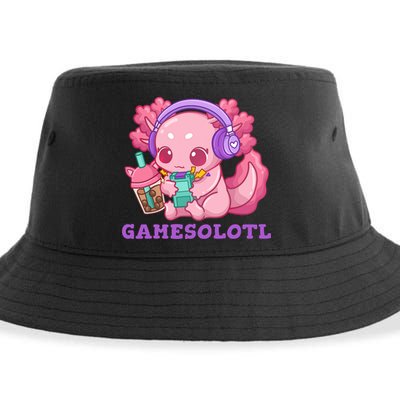 Axolotl Gaming Gamer Video Games Boba Tea Bubble Anime Sustainable Bucket Hat