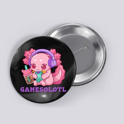 Axolotl Gaming Gamer Video Games Boba Tea Bubble Anime Button