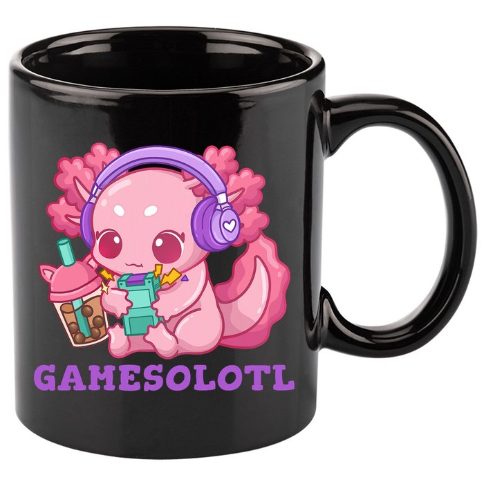 Axolotl Gaming Gamer Video Games Boba Tea Bubble Anime 11oz C Handle Ceramic Mug