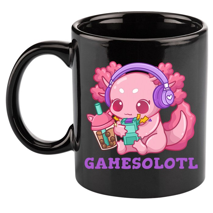 Axolotl Gaming Gamer Video Games Boba Tea Bubble Anime 11oz C Handle Ceramic Mug