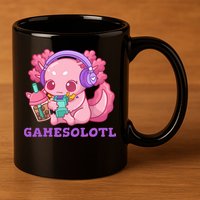 Axolotl Gaming Gamer Video Games Boba Tea Bubble Anime 11oz C Handle Ceramic Mug