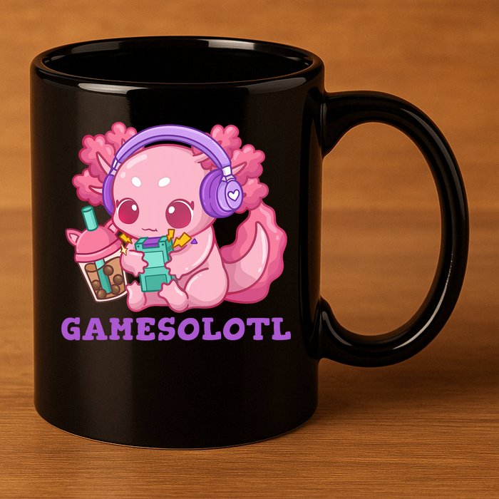 Axolotl Gaming Gamer Video Games Boba Tea Bubble Anime 11oz C Handle Ceramic Mug