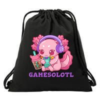 Axolotl Gaming Gamer Video Games Boba Tea Bubble Anime Drawstring Bag