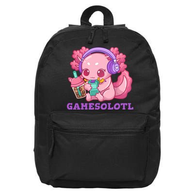 Axolotl Gaming Gamer Video Games Boba Tea Bubble Anime 16 in Basic Backpack