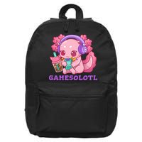 Axolotl Gaming Gamer Video Games Boba Tea Bubble Anime 16 in Basic Backpack