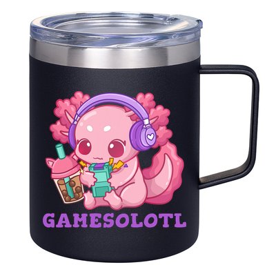 Axolotl Gaming Gamer Video Games Boba Tea Bubble Anime 12oz Stainless Steel Coffee Mug