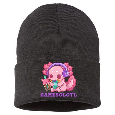 Axolotl Gaming Gamer Video Games Boba Tea Bubble Anime Sustainable Knit Beanie