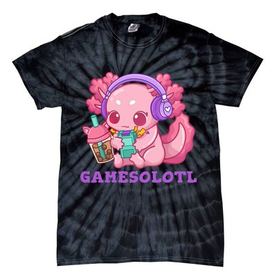 Axolotl Gaming Gamer Video Games Boba Tea Bubble Anime Tie-Dye T-Shirt