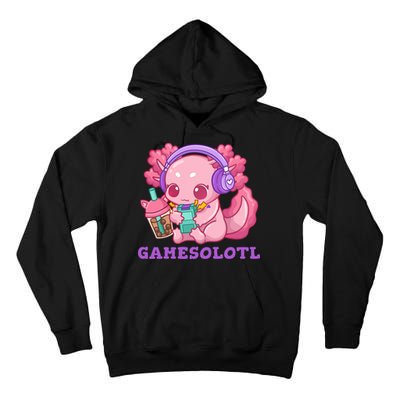 Axolotl Gaming Gamer Video Games Boba Tea Bubble Anime Tall Hoodie