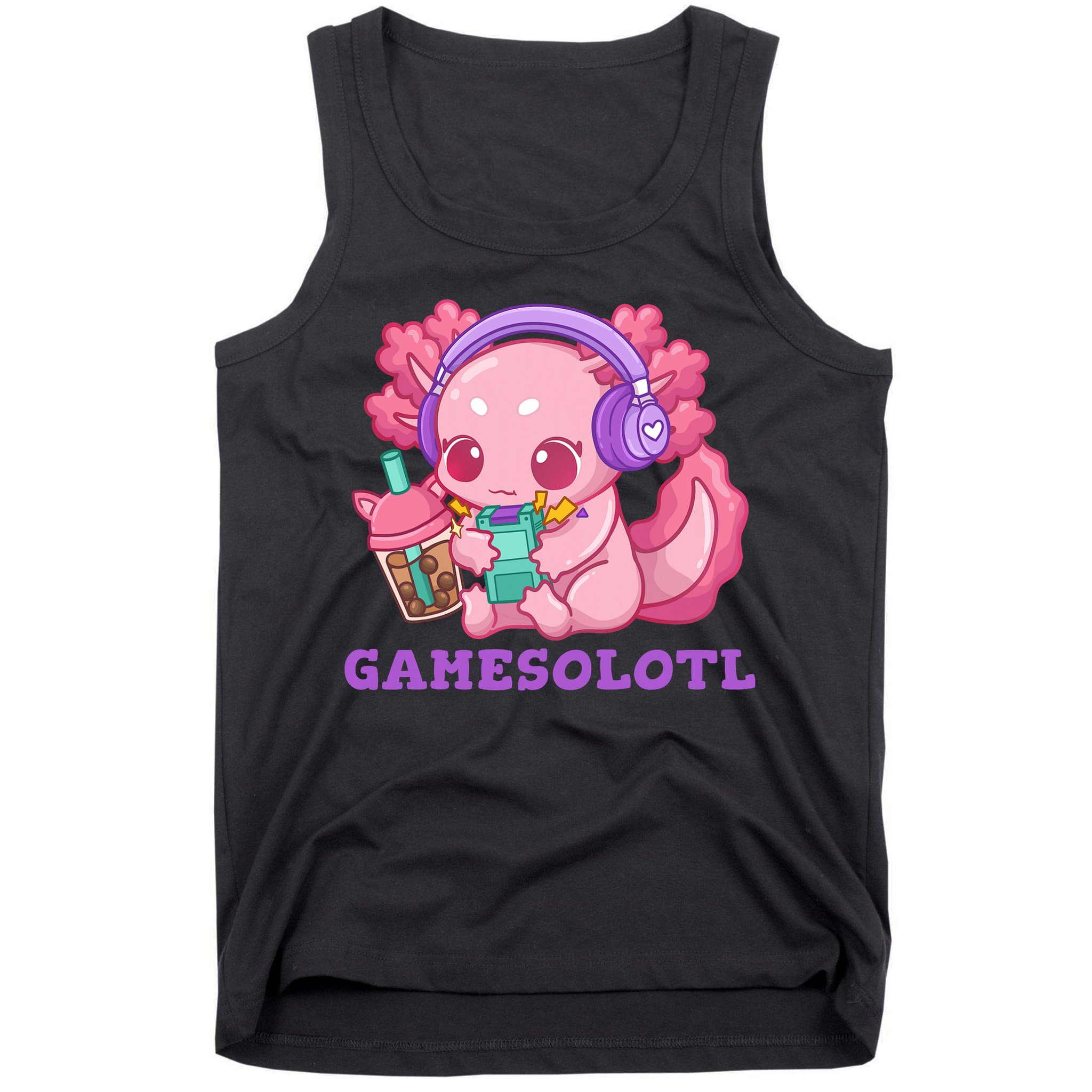 Axolotl Gaming Gamer Video Games Boba Tea Bubble Anime Tank Top