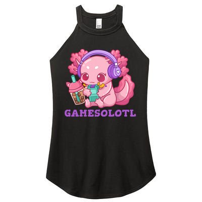 Axolotl Gaming Gamer Video Games Boba Tea Bubble Anime Women's Perfect Tri Rocker Tank
