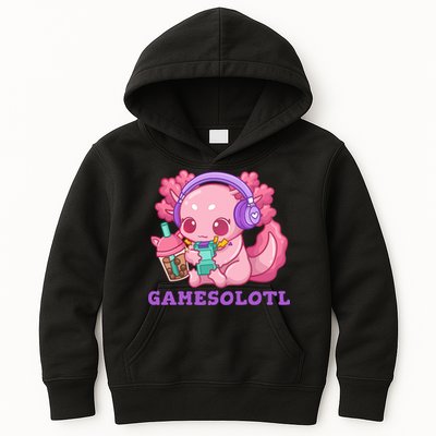 Axolotl Gaming Gamer Video Games Boba Tea Bubble Anime Kids Hoodie