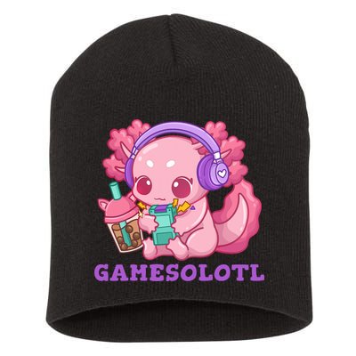Axolotl Gaming Gamer Video Games Boba Tea Bubble Anime Short Acrylic Beanie