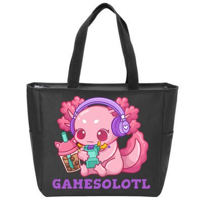 Axolotl Gaming Gamer Video Games Boba Tea Bubble Anime Zip Tote Bag