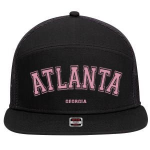 Atlanta Georgia Ga Varsity Style On Atlanta 7 Panel Mesh Trucker Snapback Hat