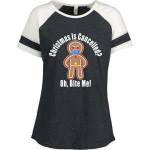 Angry Gingerbread Gift Christmas Is Cancelled Bite Me Meaningful Gift Enza Ladies Jersey Colorblock Tee