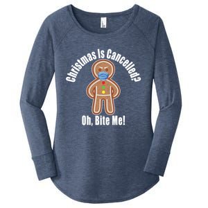 Angry Gingerbread Gift Christmas Is Cancelled Bite Me Meaningful Gift Women's Perfect Tri Tunic Long Sleeve Shirt