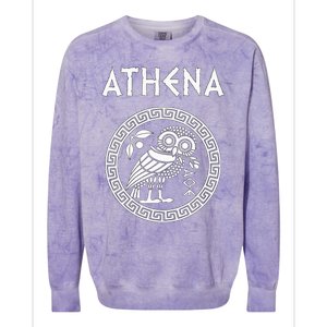 Athena Greek Goddess Of Wisdom And War Athenian Owl Symbol Colorblast Crewneck Sweatshirt