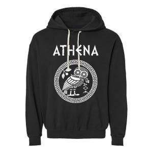 Athena Greek Goddess Of Wisdom And War Athenian Owl Symbol Garment-Dyed Fleece Hoodie