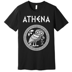 Athena Greek Goddess Of Wisdom And War Athenian Owl Symbol Premium T-Shirt