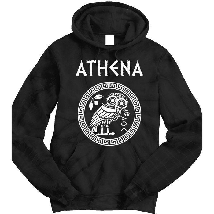 Athena Greek Goddess Of Wisdom And War Athenian Owl Symbol Tie Dye Hoodie