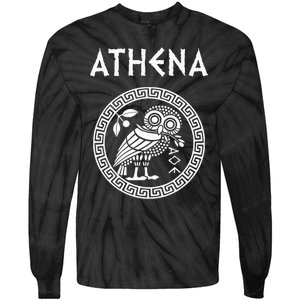 Athena Greek Goddess Of Wisdom And War Athenian Owl Symbol Tie-Dye Long Sleeve Shirt