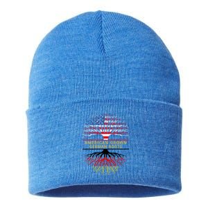 American Grown Ger Roots America Gery Tree Flag Gift Sustainable Knit Beanie