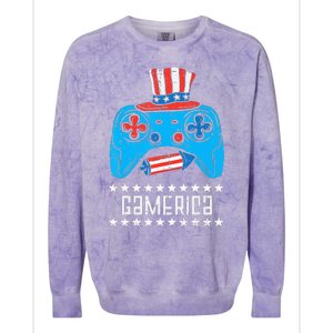 American Gamer Gamerica 4Th Of July Gaming Colorblast Crewneck Sweatshirt