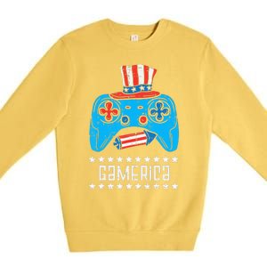 American Gamer Gamerica 4Th Of July Gaming Premium Crewneck Sweatshirt