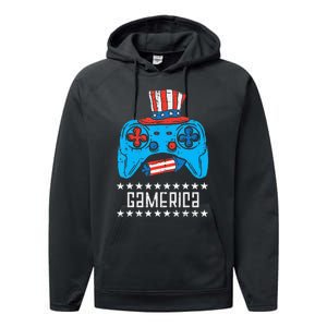 American Gamer Gamerica 4Th Of July Gaming Performance Fleece Hoodie