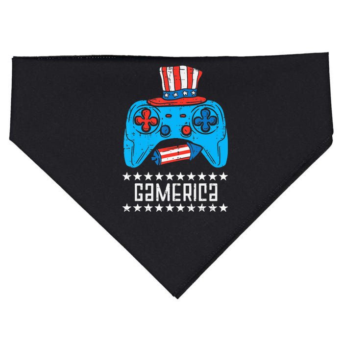 American Gamer Gamerica 4Th Of July Gaming USA-Made Doggie Bandana