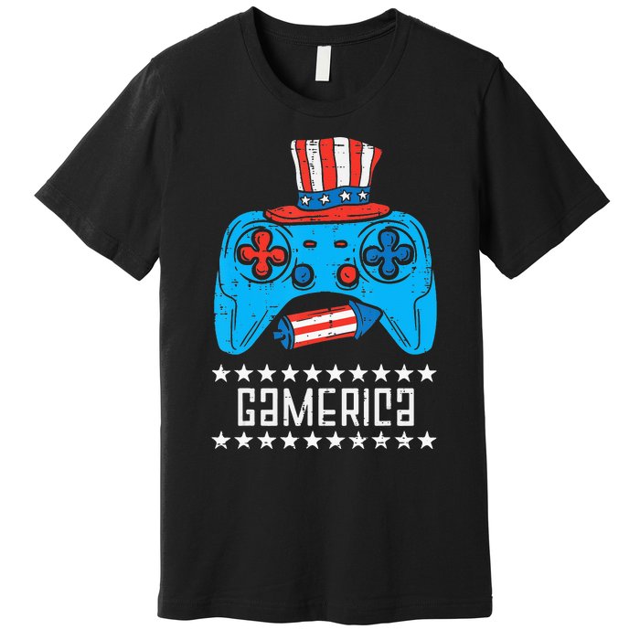 American Gamer Gamerica 4Th Of July Gaming Premium T-Shirt