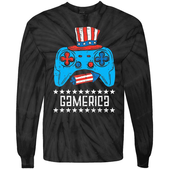 American Gamer Gamerica 4Th Of July Gaming Tie-Dye Long Sleeve Shirt