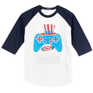 American Gamer Gamerica 4Th Of July Gaming Baseball Sleeve Shirt