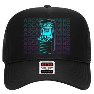 Arcade Gaming Gamer Retro Arcade Gaming High Crown Mesh Back Trucker Hat