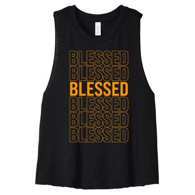 Orange Blessed Orange Graphic  Women's Racerback Cropped Tank