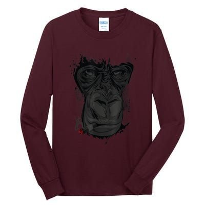 Angry Gorilla Graphic Ape Cigar Smoking Monkey Tall Long Sleeve T-Shirt