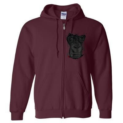 Angry Gorilla Graphic Ape Cigar Smoking Monkey Full Zip Hoodie