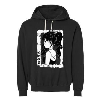 Anime Goth Girl Otaku Japanese Aesthetic Vaporwave Garment-Dyed Fleece Hoodie