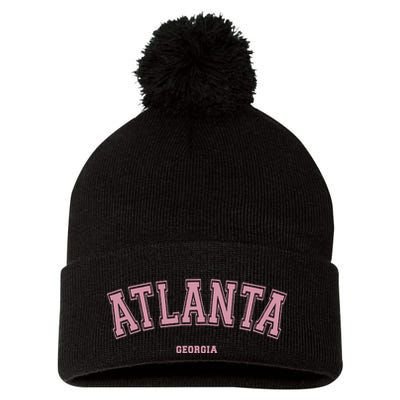 Atlanta Georgia Ga Varsity Style On Atlanta Pom Pom 12in Knit Beanie