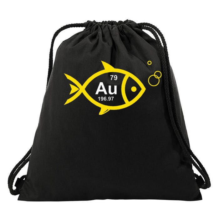 Au Goldfish Gold Metal Chemistry Pun Drawstring Bag