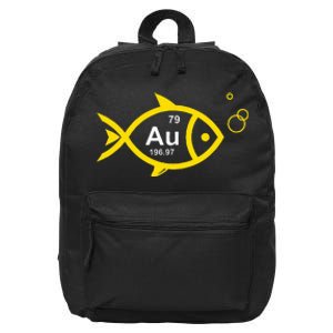 Au Goldfish Gold Metal Chemistry Pun 16 in Basic Backpack