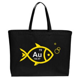 Au Goldfish Gold Metal Chemistry Pun Cotton Canvas Jumbo Tote