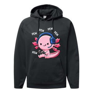 Axolotl Gaming Girl Anime Video Game Pew Gamer Performance Fleece Hoodie