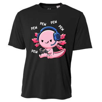 Axolotl Gaming Girl Anime Video Game Pew Gamer Cooling Performance Crew T-Shirt