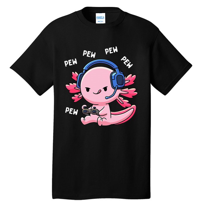 Axolotl Gaming Girl Anime Video Game Pew Gamer Tall T-Shirt