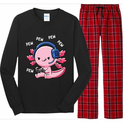 Axolotl Gaming Girl Anime Video Game Pew Gamer Long Sleeve Pajama Set